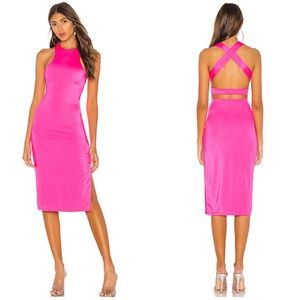 H:ours New Elora Neon Pink Midi Bodycon Dress